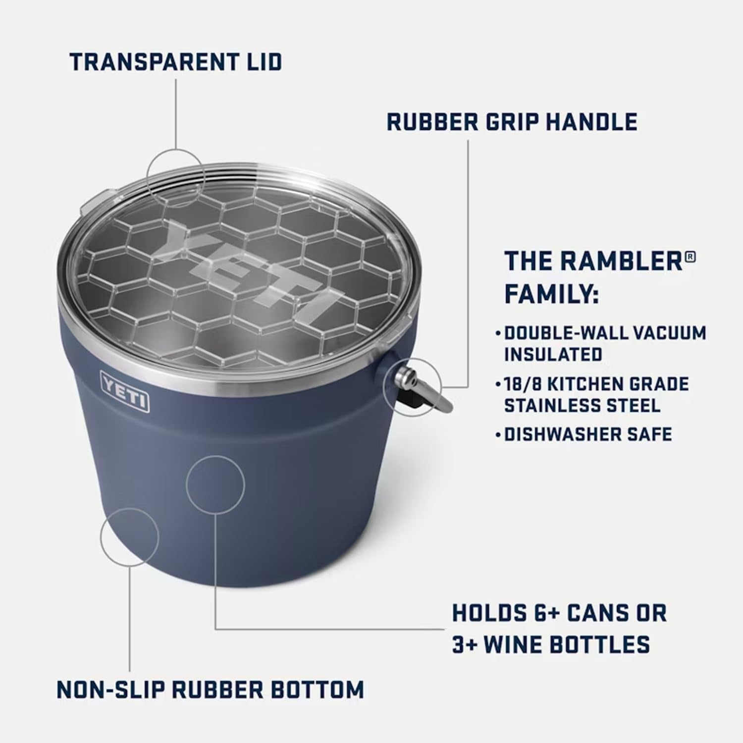 Beverage/Ice Bucket, Holds 6 Longnecks or 3 Bottles of Wine